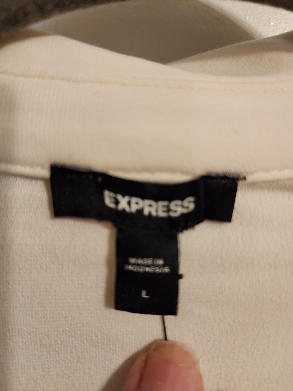 Express Cream Ruched Button-Front Long Sleeve Top - Picture 3 of 4